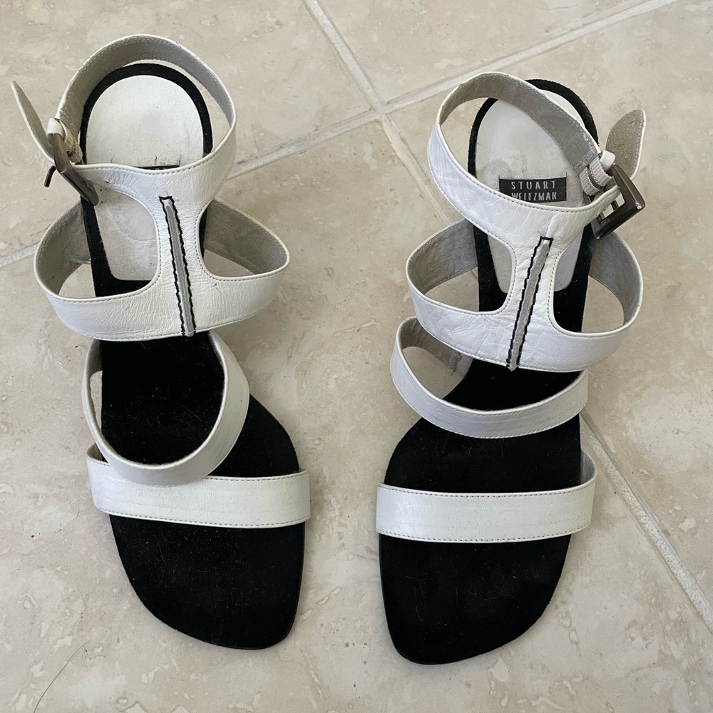 Stuart Weitzman White Strappy Sandals